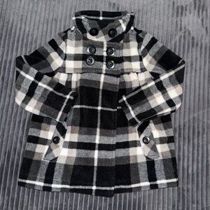 Old Navy Black and White Checkered Kids Pea Coat